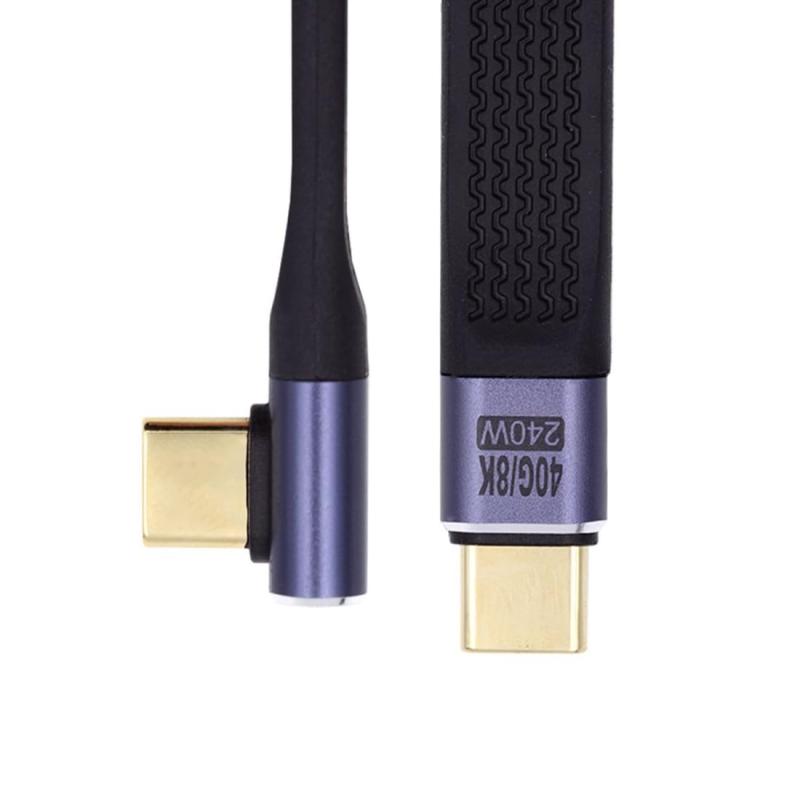 cablecc USB4 40Gbps 240W USB-C オス-オス Type-C 100W 8K フラット スリム FPC データ ロープロファイル アングルケーブル ノートパソコン 携帯電話用 13cm