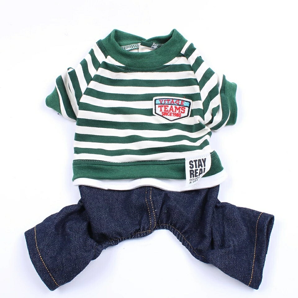 犬　犬服　犬の服　小型犬　パンツ　ロンパース　カバーオール　つなぎボーダーロンパース