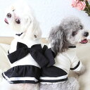 セール ペット 犬 犬服 犬の服 ワンピース 暖かい 秋冬モノトーンバックリボンワンピース