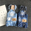 再入荷 犬服 犬の服 スカート カバーオール デニムジャンパースカート