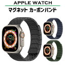 【レビュープレゼント有】アップルウォッチ バンド apple watch ベルト カーボン マグネット シリーズ9 49mm 45mm 44mm 41mm 40mm 男性 メンズ シリーズ se se2 8 7 6 5 4