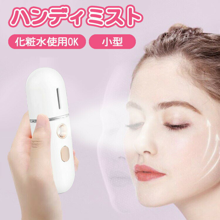 【クーポン利用で10%OFF】 ハンディミスト スチーム 美顔 フェイススチーマー 12ml 美顔スチーマー ミニ加湿器 美顔器 スチーマー スキンケア 保湿 補水 美容器 USB充電式 噴霧式 加湿器 かわいい 軽量 小型 コンパクト 持ち運び 毛穴ケア 乾燥肌 敏感肌 脂性肌