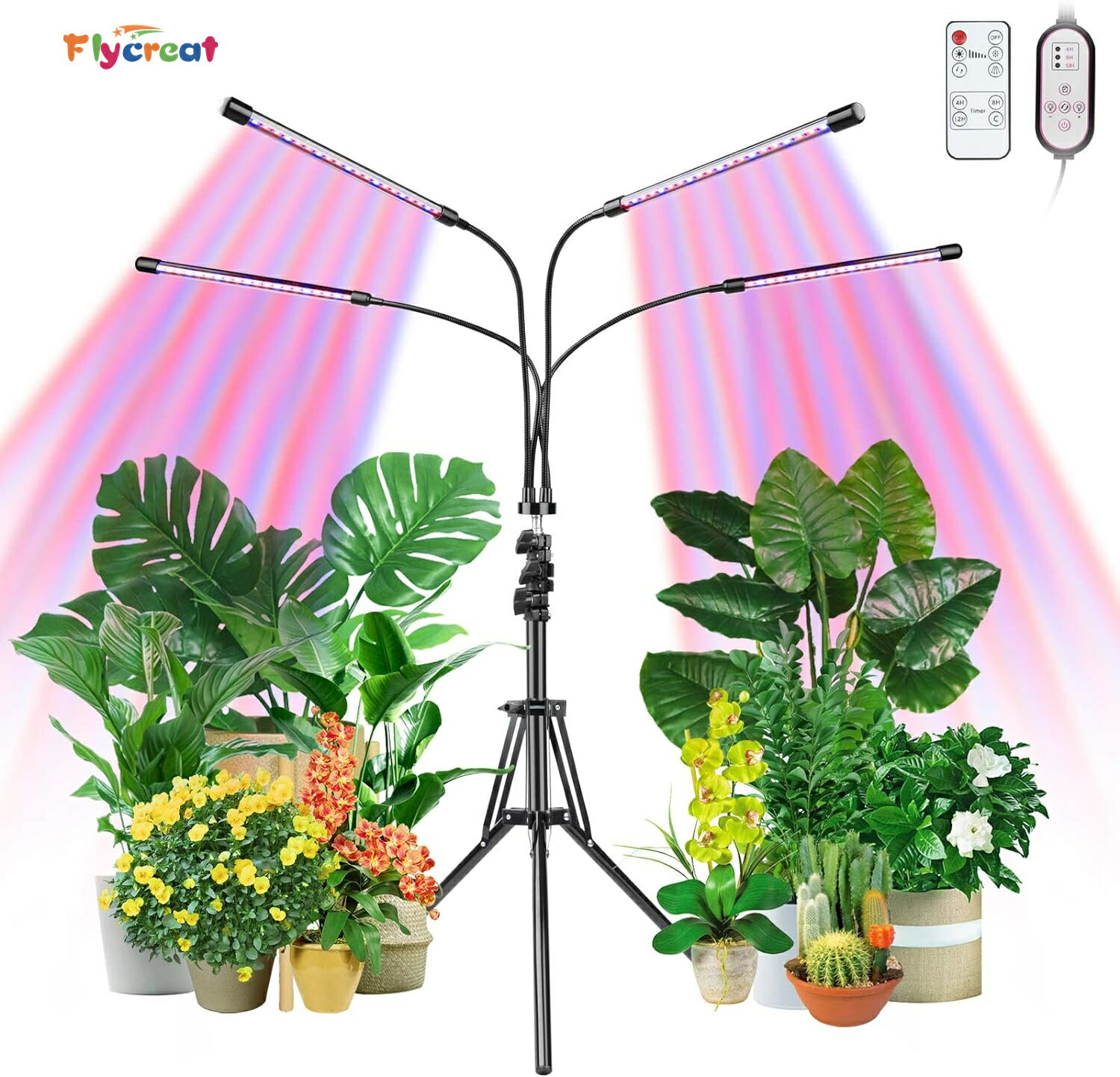 QLM LED植物成長ライト 植物栽培ライト 自動スイッチタイミング機能（4H / 8H / 12H)屋内栽培ライト 10階調光および360°調整可能な3つの照明パターン植物ライト 2つの調整モード 日光不足を解消栽培ランプ、ジューシーな植物栽培ハイドロポニック用日本語取扱説明書 (40W)