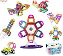 FlyCreat マグネットブロック おもちゃ 磁気おもちゃ 磁石ブロック ピタゴラスおもちゃ 男の子 女の子 子ども 子供 立体パズル 知育玩具 学習玩具 誕生日 クリスマスプレゼント アルファベット 収納ケース付き (108pcs)