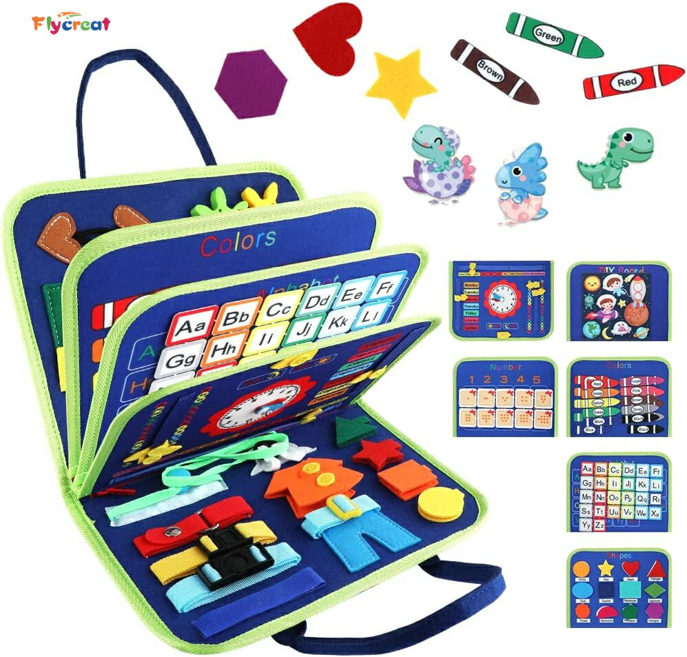 FlyCreat モンテッソーリ 玩具 知育玩具 かわいいヘアピン付き お着替えの練習 学習玩具 生活習慣育成 教育玩具 五感発育 指先鍛錬 早期開発 紐通し 紐結び ボタン練習 服の着り方 教育 五感 布のおもちゃ