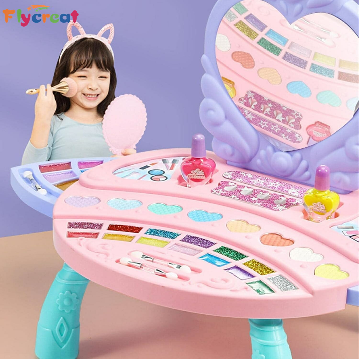 お化粧セット 子供用化粧品のおもちゃメイクボックス おままごと 子供メイクアップセット 姫系 女の子 お化粧おもちゃ 安全 水溶性 洗える 子供の日/お誕生日/クリスマス/新年/のプレゼント メイクアップおもちゃ 知育玩具 ごっこ遊び 6歳以上【海外通販】