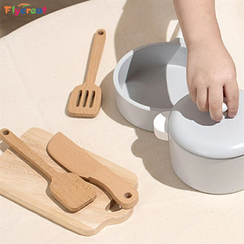 ままごと キッチン おままごと キッチンツール 木製 おもちゃ 木のままごと 調理器具 ミニ 食器セット 料理セット ごっこ遊び 木のおもちゃ 木のおままごと 木のおもちゃセット 木のおもちゃ 子供用鍋とフライパンキッチンセット【海外通販】 2