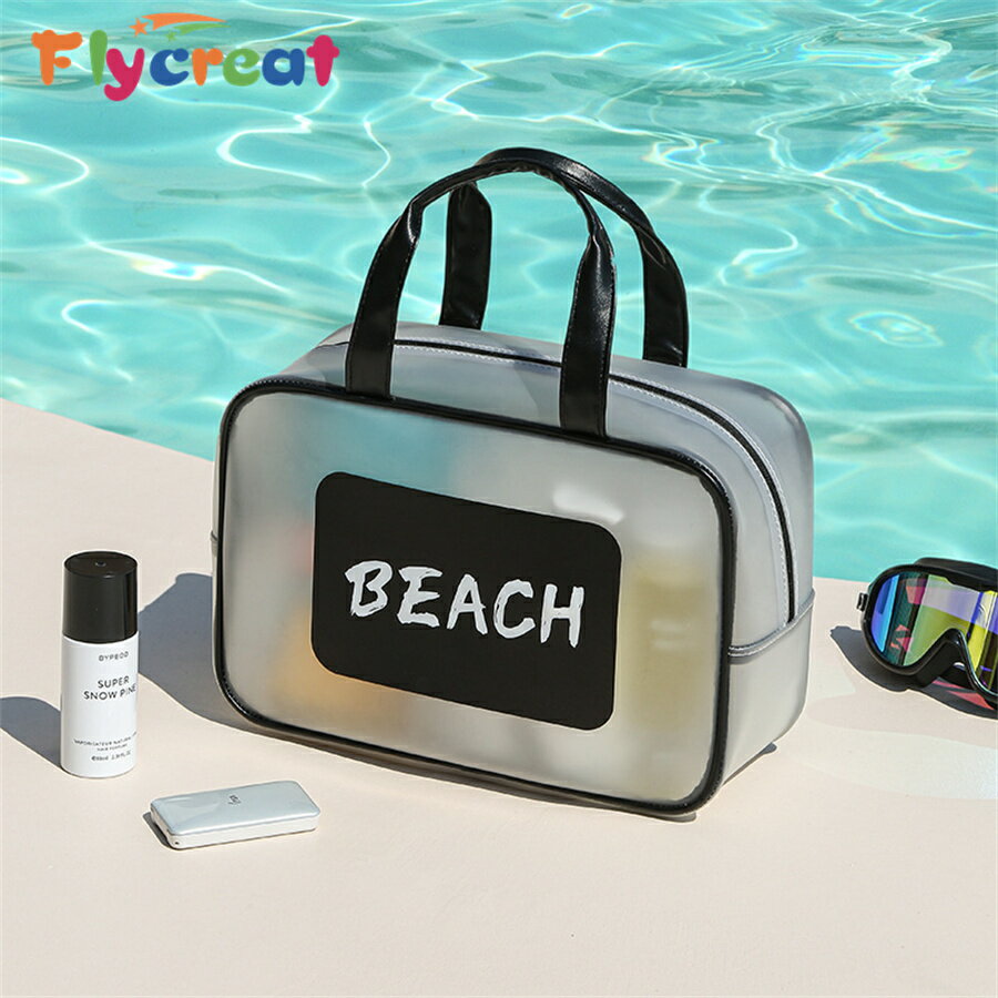 プールバッグ 大人用 ビーチバッグ 大容量 乾湿分離 半透明防水 ビニール素材 男女兼用 水泳・温泉・旅..