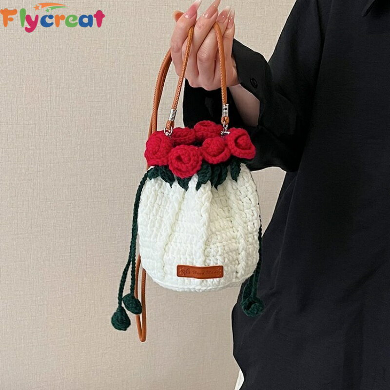 Rakuten - 【ハンドメイド】バラの花かごバッグ かぎ針編み バッグ 肩掛け 3Way プレゼント 彼女 女友達 ギフト【海外通販】