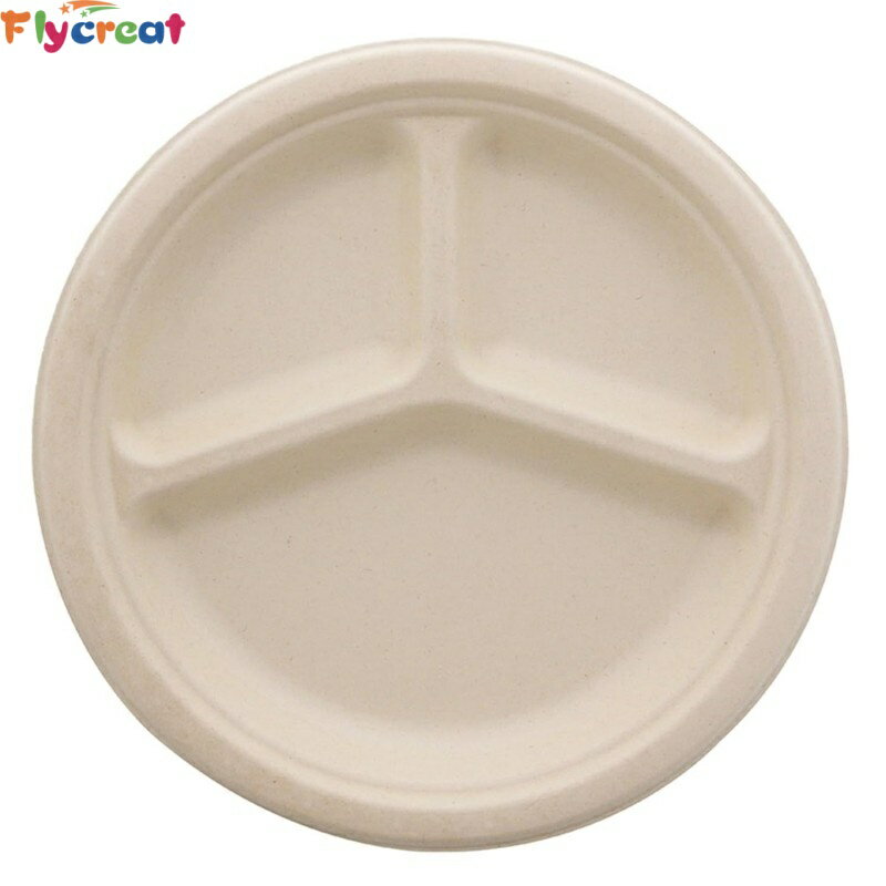 Rakuten - 【50枚入り】紙製ディーププレート 3分割 26cm 業務用 ナチュラル本色 アウトドア パーティー 使い捨て【海外通販】