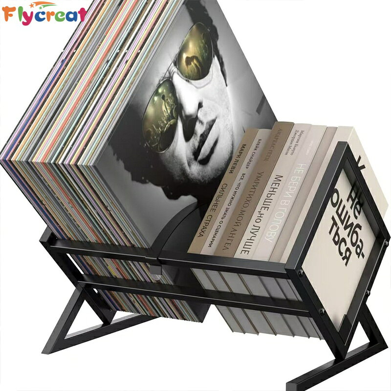 Rakuten - レコードCD収納スタンド ブックスタンド デスク 本立て 雑誌ラック コンパクト 展示・収納 ブラック【海外通販】