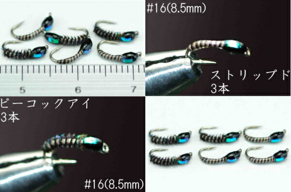 Rakuten - ユスリカ　フラッシュ　ピューパ　ピーコック　#16　6本セット