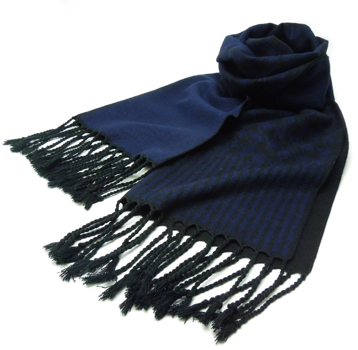 楽天super saleマフラー メンズ シルク/FLYING BLUE/flb-002-a / シルク100%/濃紺/黒/千鳥柄