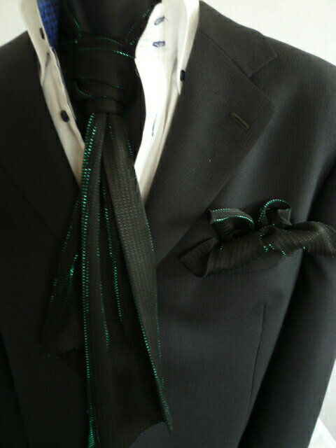 アスコットタイ ポケットチーフ プレゼント バレンタイン 父の日 卒業式 入学式 2点セットでこの価格！SET-79-Y