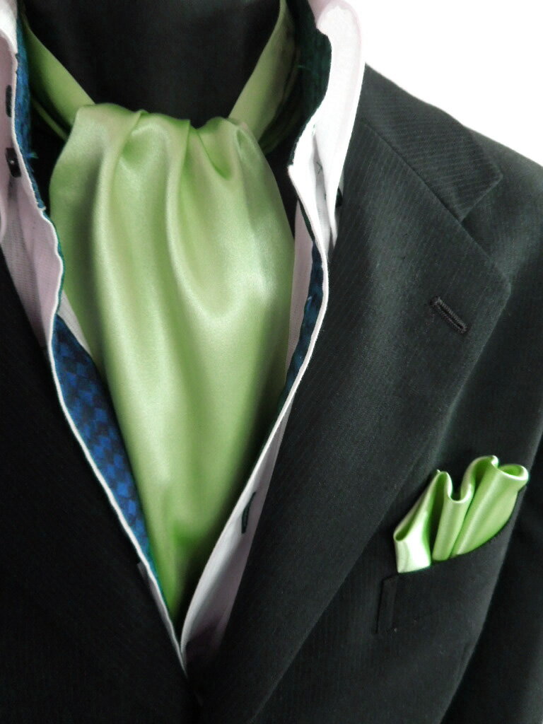 ギフト プレゼント バレンタイン 父の日 卒業式 入学式 プレゼントネオンカラー エメラルドグリーン マスクメロン SET-53 アスコットタイ ポケットチーフ プレゼント バレンタイン 父の日 卒業式 入学式 2点セットでこの価格