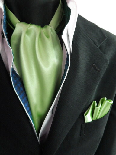 ギフト プレゼント バレンタイン 父の日 卒業式 入学式 プレゼントネオンカラー エメラルドグリーン マスクメロン SET-53 アスコットタイ ポケットチーフ プレゼント バレンタイン 父の日 卒業式 入学式 2点セットでこの価格