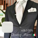 ネクタイ チーフ付 シルク100% Christian Testoni クリスチャンテストーニ グレー 無地 結婚式 パーティー 礼装 フォーマル 親戚 mai...