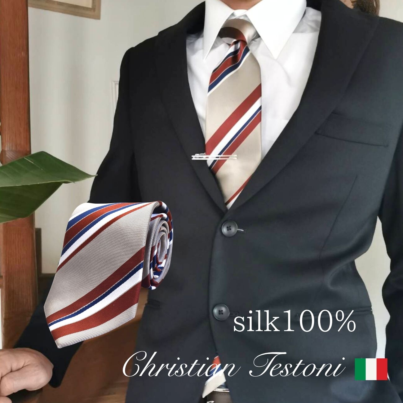 イタリアブランド ネクタイ クリスチャンテストーニ Christian Testoni 父の日 ギフト 成人式 就活 コスプレ maide in Japan ctj-8b