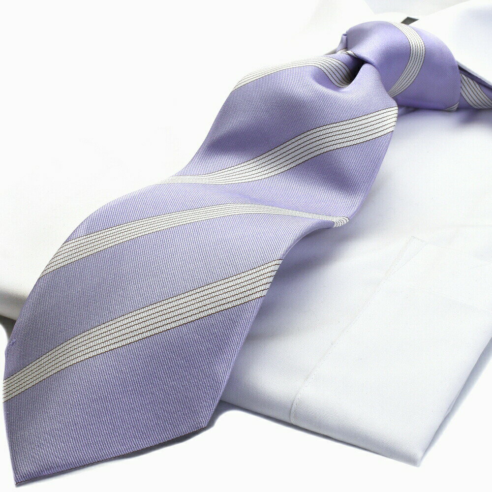 ネクタイ 高品質 ジャガード HUGO VALENTINO ブランド フライングブルー type-t-47 ストライプ ラベンダー パープル
