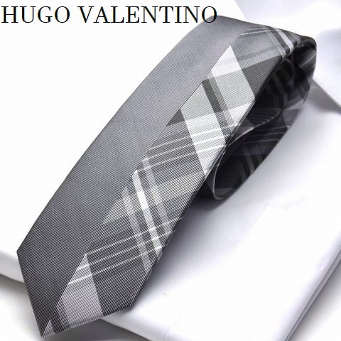 ネクタイ ギフト プレゼント バレンタイン 父の日 卒業式 入学式 就活 仮装 コスプレ ナロータイ 剣先6.5 HUGO VALENTINO hfs-101 チェック グレー シルバー