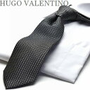 【P5倍UP】10％OFFクーポン ~4/17 ネクタイ 父の日 プレゼント ギフト就活 仮装 コスプレ HUGO VALENTINO//モノトーン/TYPE-E-119/ブラック/シルバー/格子柄