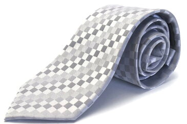 ネクタイ プレゼントネクタイHUGO VALENTINO/ネクタイ/ TYPE-207 necktie /シルバー/ブロックチェック