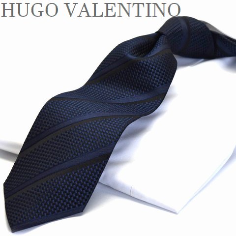 ネクタイ 父の日 プレゼント ギフト就活 仮装 コスプレ 超ロング HUGO VALENTINO ※通常より長いです。ネイビー ストライプ ブラック c-..