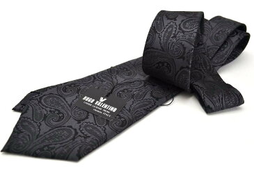 ギフト プレゼント※通常より長いネクタイです。 超ロングネクタイ/HUGO VALENTINOネクタイ チャコールグレー/ペズリー/C-LON-87