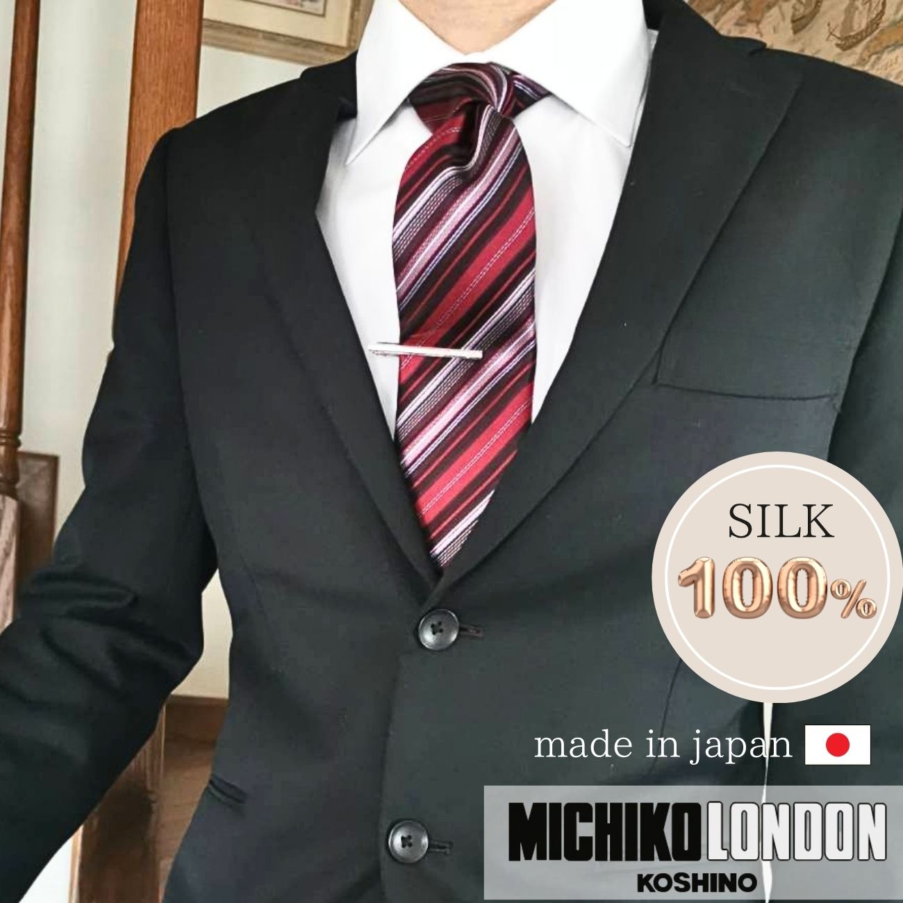 Michiko London - MICHIKO LONDON ミチコロンドン ネクタイ おしゃれ 父の日 ギフト クリスマス プレゼント 成人式 就活 父の日 ストライプ 日本製M-18b