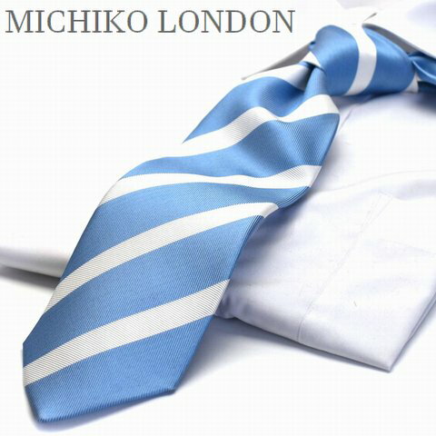 【本日限定P20倍】MICHIKO LONDON ミチコロンドン ネクタイ 父の日 プレゼント ギフト就活 仮装 コスプレ サックス ストライプ z-122 日本製