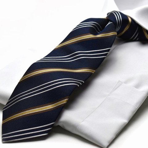 ギフト プレゼント※通常より長いネクタイです。超ロングネクタイ/首の太い方・長身の方/MICHIKO LONDON ミチコロンドン / MLK-C-LON-365ダークネイビー/ゴールド/ストライプ柄