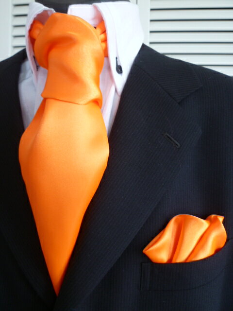 ネクタイ ギフト プレゼント バレンタイン 父の日 卒業式 入学式 就活 仮装 コスプレ ビジネス オレンジ SET-195-Yストール ポケットチーフ プレゼント バレンタイン 父の日 卒業式 入学式 リング