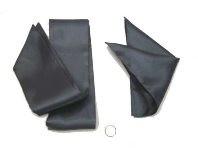 ネクタイ ギフト プレゼント バレンタイン 父の日 卒業式 入学式 就活 仮装 コスプレ ダークグレーの無地 SET-202-Y ストール8cm幅 ポケットチーフ リング 3点セットでこの価格　