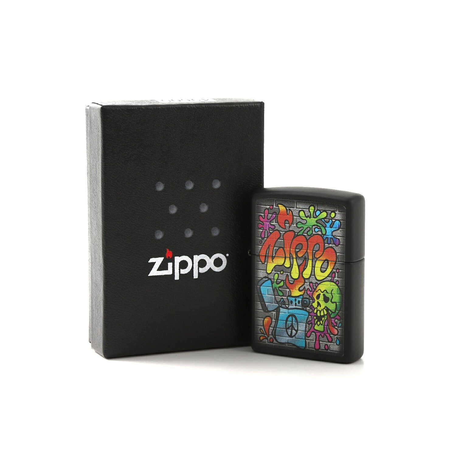 ZIPPOライターZippoライタージッポーライターUSモデルライターSKULLドクロレインボーストリートブランドブラック黒クロStreet Art 49605...