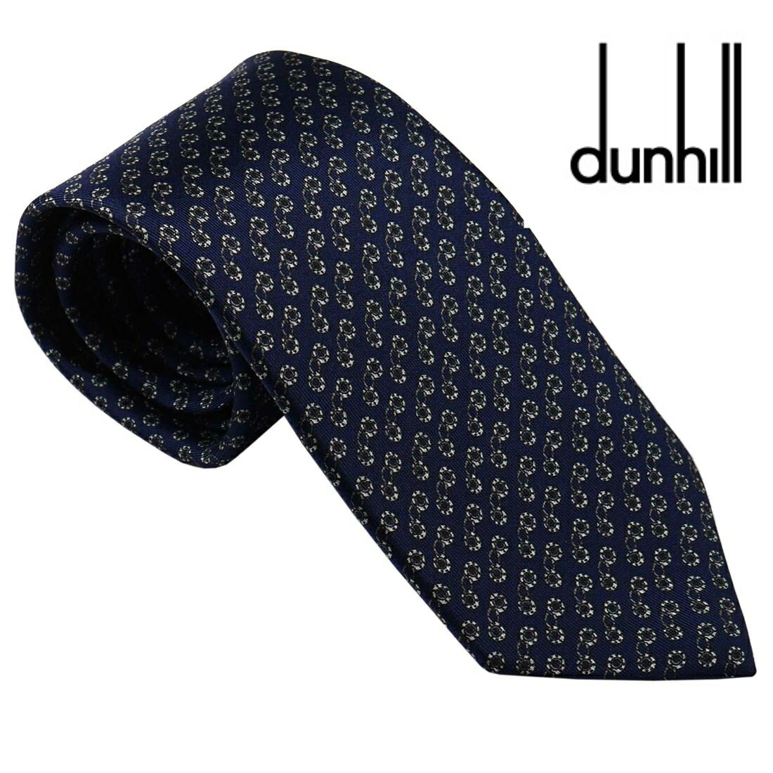 【お買い物マラソン楽天ポイント10倍】ダンヒル ネクタイ DUNHILL メンズ ネクタイ シルク100% イタリー製 ネイビー系 DU21RPTP1C0059R ギフト プレゼント 贈答品 記念品 誕生日 父の日