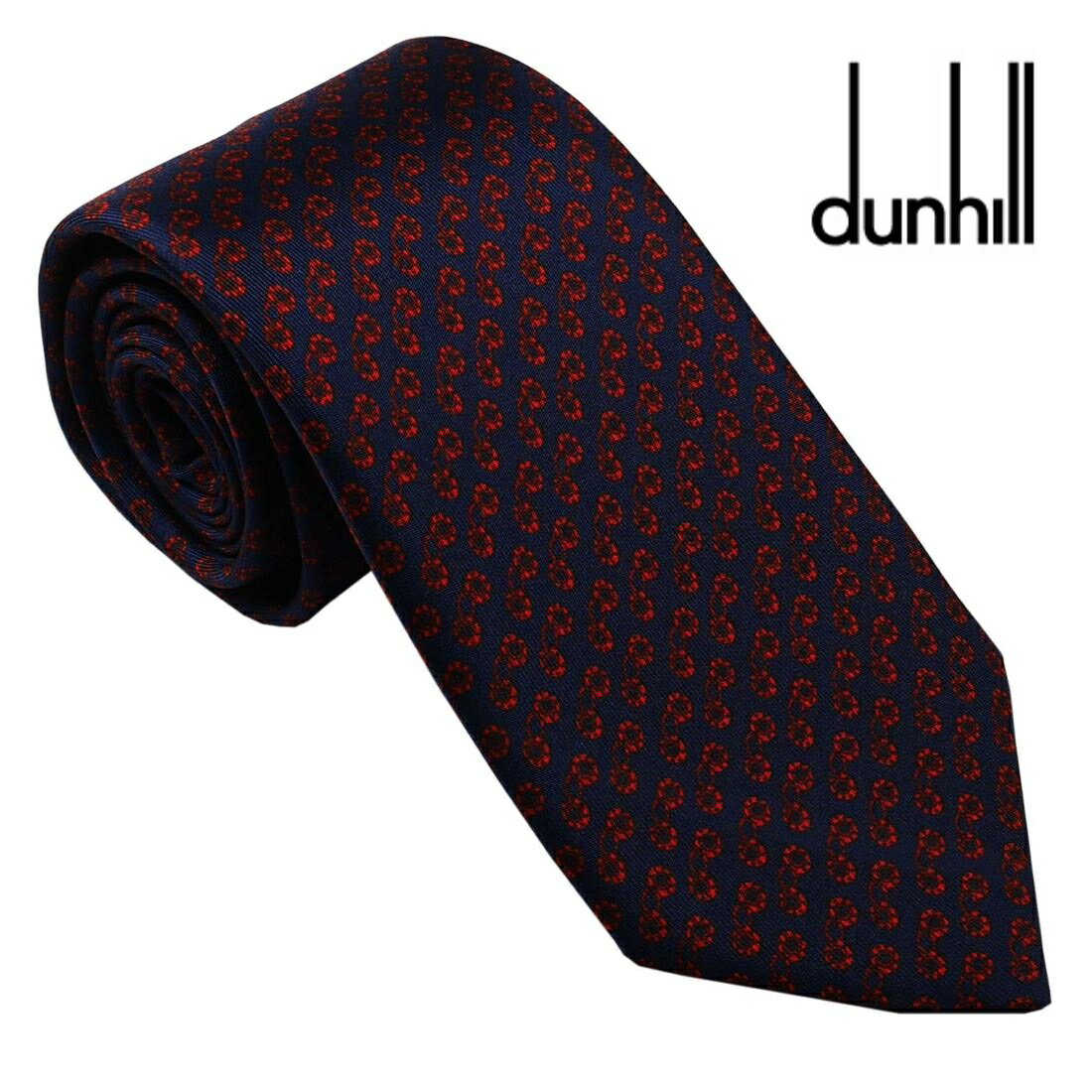 ダンヒル ネクタイ DUNHILL メンズネクタイ シルク100％ イタリー製 ネイビーレッド系 DU21RPTP1C0410R ギフト プレゼント 贈答品 記念品 誕生日 父の日