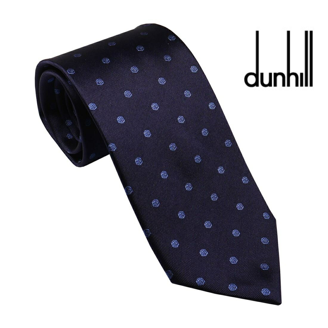 ダンヒル ネクタイ DUNHILL メンズネクタイ シルク100％ イタリー製 ネイビー系 DU21RPTW1D2410R ギフト プレゼント 贈答品 記念品 誕生日 父の日