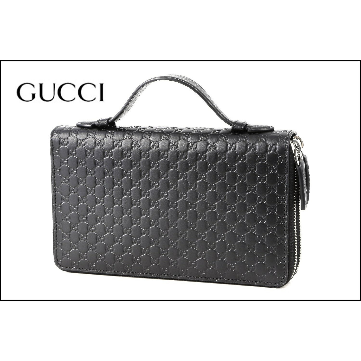 グッチ 財布（メンズ） グッチ GUCCI メンズ セカンドバッグ クラッチバッグ メンズ 長財布 ブラック【新品・正規品】449246 BMJ1N 1000オーガナイザー 正規アウトレット品 マイクロGG グッチシマレザー 黒 NERO トラベルウォレット バック 本物保証