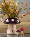 【フライングタイガー公式】フラワーベース(きのこ) 花びん 巨大 きのこ 茶色に白い斑点 27×24cm 大胆な形 鮮やかな色彩 絵本の世界 インテリア 存在感 個性的 ドライフラワー 北欧