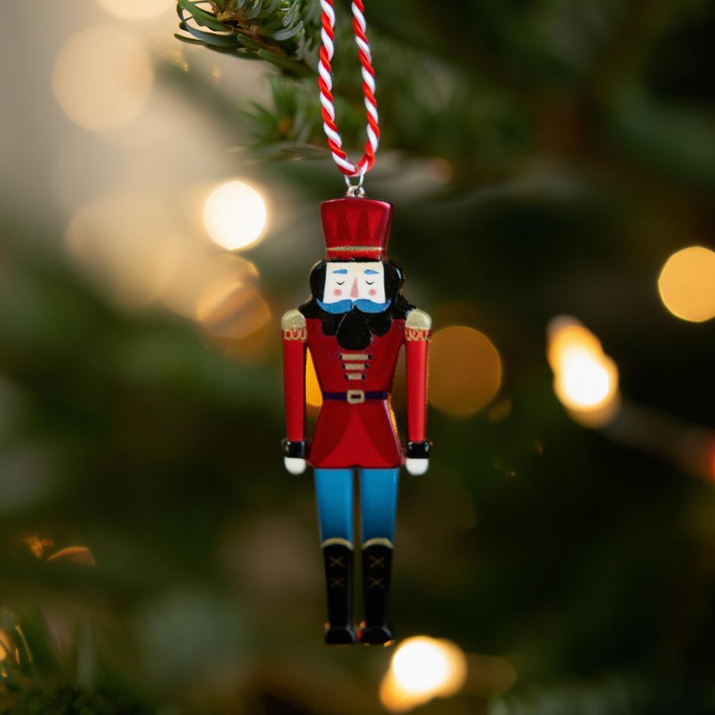 【フライングタイガー公式】オーナメント（ウッド） 木製くるみ割り人形オーナメント ストライプ紐付き サイズ：0.5×10×3.3cm 北欧雑貨 デンマークのサムネイル