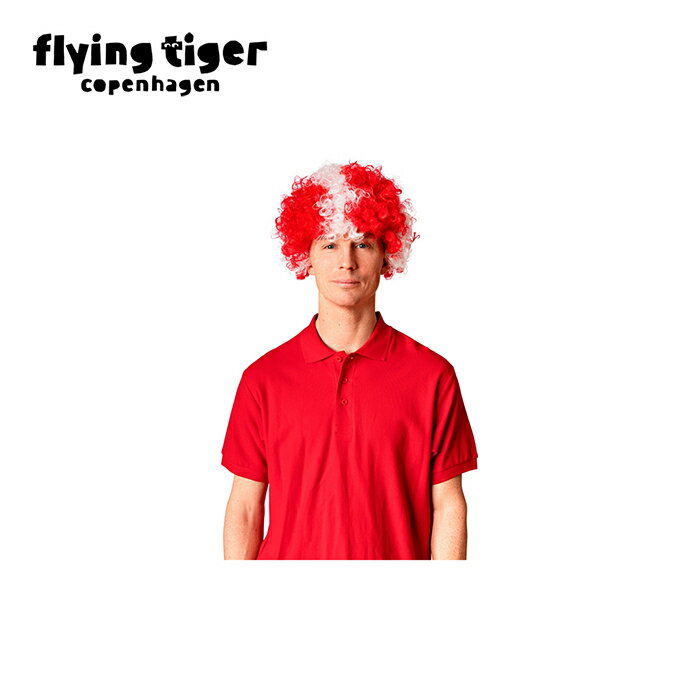 【公式】ウィッグ パーティー スポーツ コスチューム コスプレ 衣装 国旗 デンマーク Denmark 応援 かつら 赤 白 レッド ホワイト サイズ：長さ20cm 大量購入対象 まとめ買い 北欧 フライングタイガーコペンハーゲン Flying Tiger Copenhagen 公式