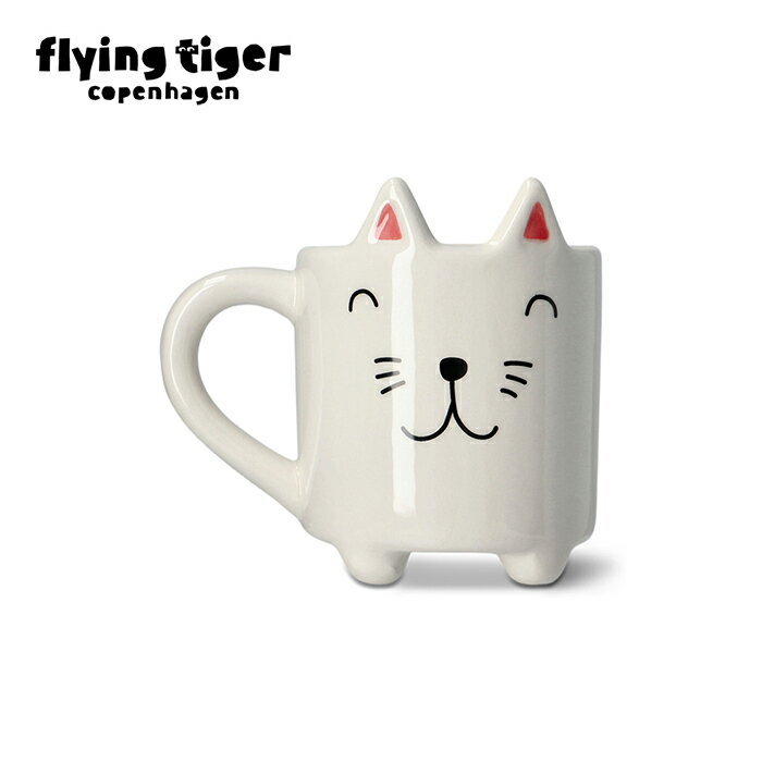 【公式】マグ コップ セラミック 陶器 猫 ネコ ねこ デザイン プレゼント ギフト 食洗器可能 パーティー 食卓 キッチン用品 サイズ：直径9cm×高さ12cm 北欧 フライングタイガーコペンハーゲン Flying Tiger Copenhagen 公式のサムネイル
