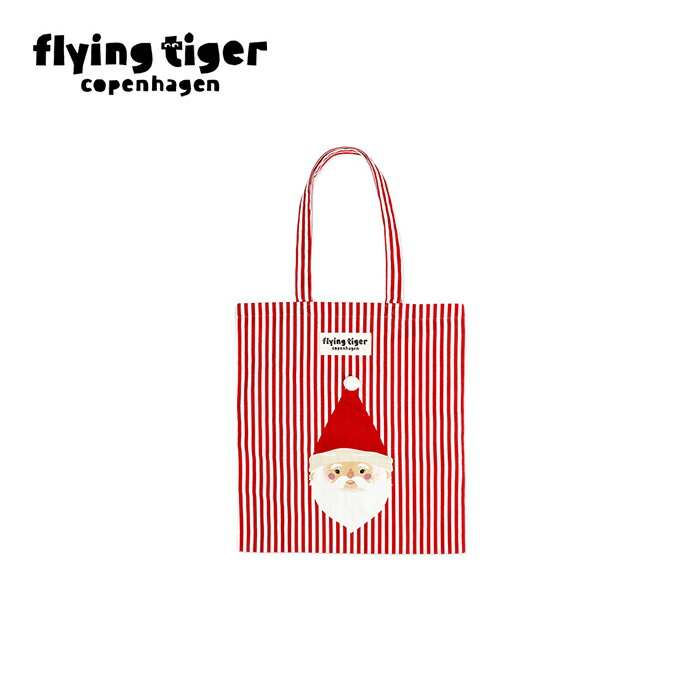 【公式】トートバッグ クリスマス Xmas サンタ エコバッグ ショッピングバッグ かばん 赤 ストライプ 37.5 x 41.5cm 北欧 フライングタイガーコペンハーゲン Flying Tiger Copenhagen 公式のサムネイル