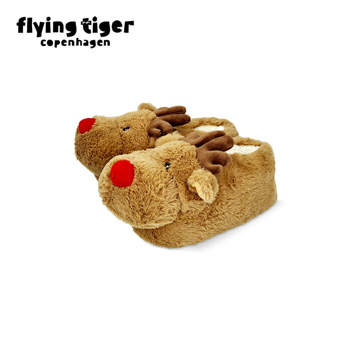 【公式】スリッパ クリスマス Xmas トナカイ ルームシューズ 冬 ふわふわ あたたか 室内履き 36/37サイズ 25×13×30cm 北欧 フライングタイガーコペンハーゲン Flying Tiger Copenhagen 公式のサムネイル