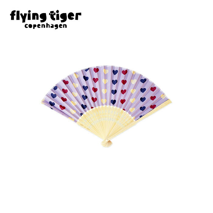 【公式】扇子 扇子 ハート柄 コンパクト 軽量 折りたたみ式 バッグ収納可 フェス用 夏対策 サイズ：37.5×21cm 北欧 フライングタイガーコペンハーゲン Flying Tiger Copenhagen 公式のサムネイル