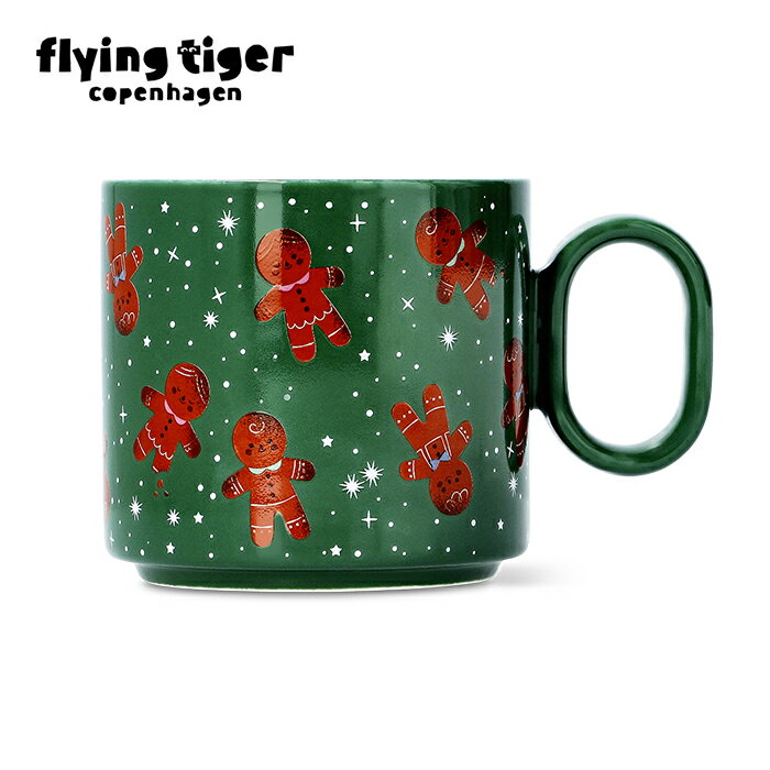 【フライングタイガー公式】マグ デンマーク サイズ：7×8×12cm 容量：300ml ジンジャーブレッドマン柄マグ 陶器製 電子レンジ対応 食洗機対応 クリスマス雑貨 北欧 フライングタイガーコペンハーゲン Flying Tiger Copenhagen 公式のサムネイル