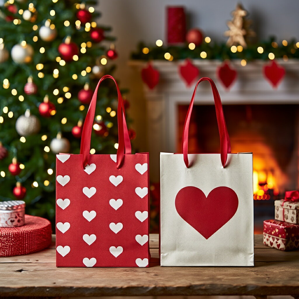 【フライングタイガー公式】ギフトバッグ（2枚セット） 2枚セット 9×33×25cm ハート柄 プレゼント 記念..