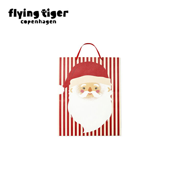 【フライングタイガー公式】ギフトバッグ 10×50×40cm クリスマス サンタ ストライプ 雪の結晶 紙製 大容量 洋服 おもちゃ 雑貨 プレゼント 大きめ 持ち手付き 可愛い ラッピング 包装袋 ホリデー 季節感 デコレーション デンマークのサムネイル