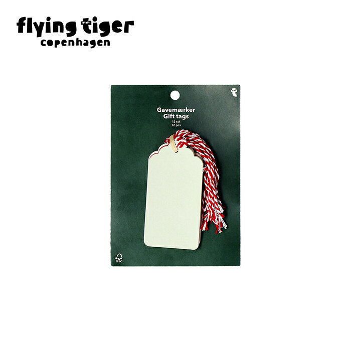 【フライングタイガー公式】ギフトタグ 12枚セット 紐付き 5×10cm メッセージ 名前 記入可 赤 白 ストリング ラッピング デコレーション クリスマス ...