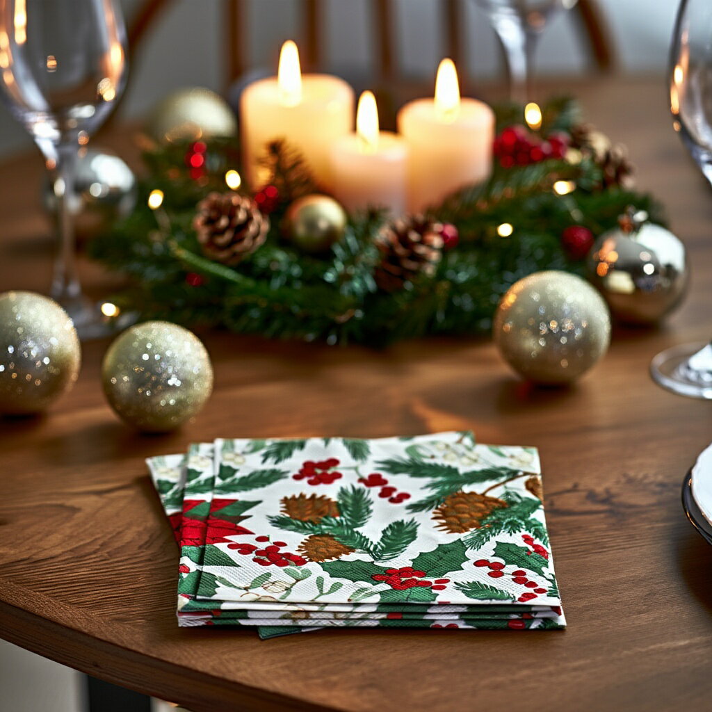 【フライングタイガー公式】ペーパーナプキン ポインセチア クリスマス 花柄 ボタニカル 赤 ヒイラギ ..